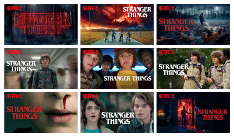 Netflix AI-generated personalised artwork variations for the show 'Stranger Things'