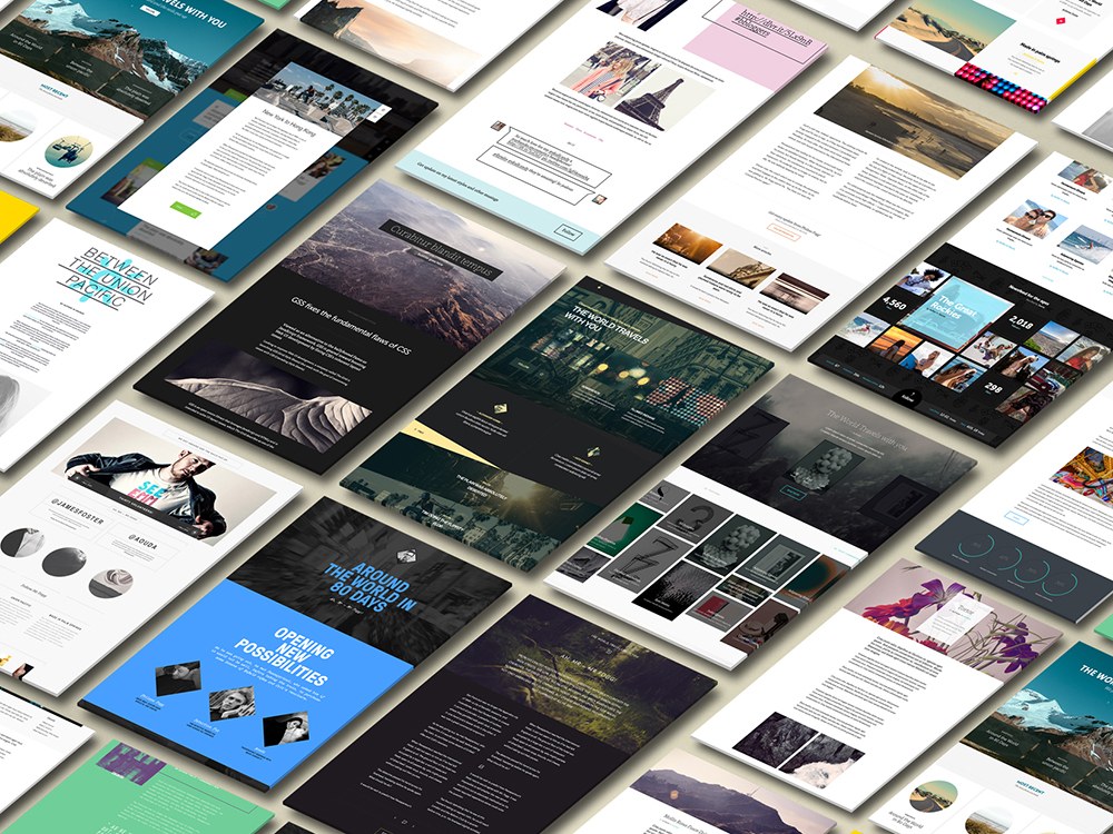 AI-generated website design mockups displayed in a grid layout.
