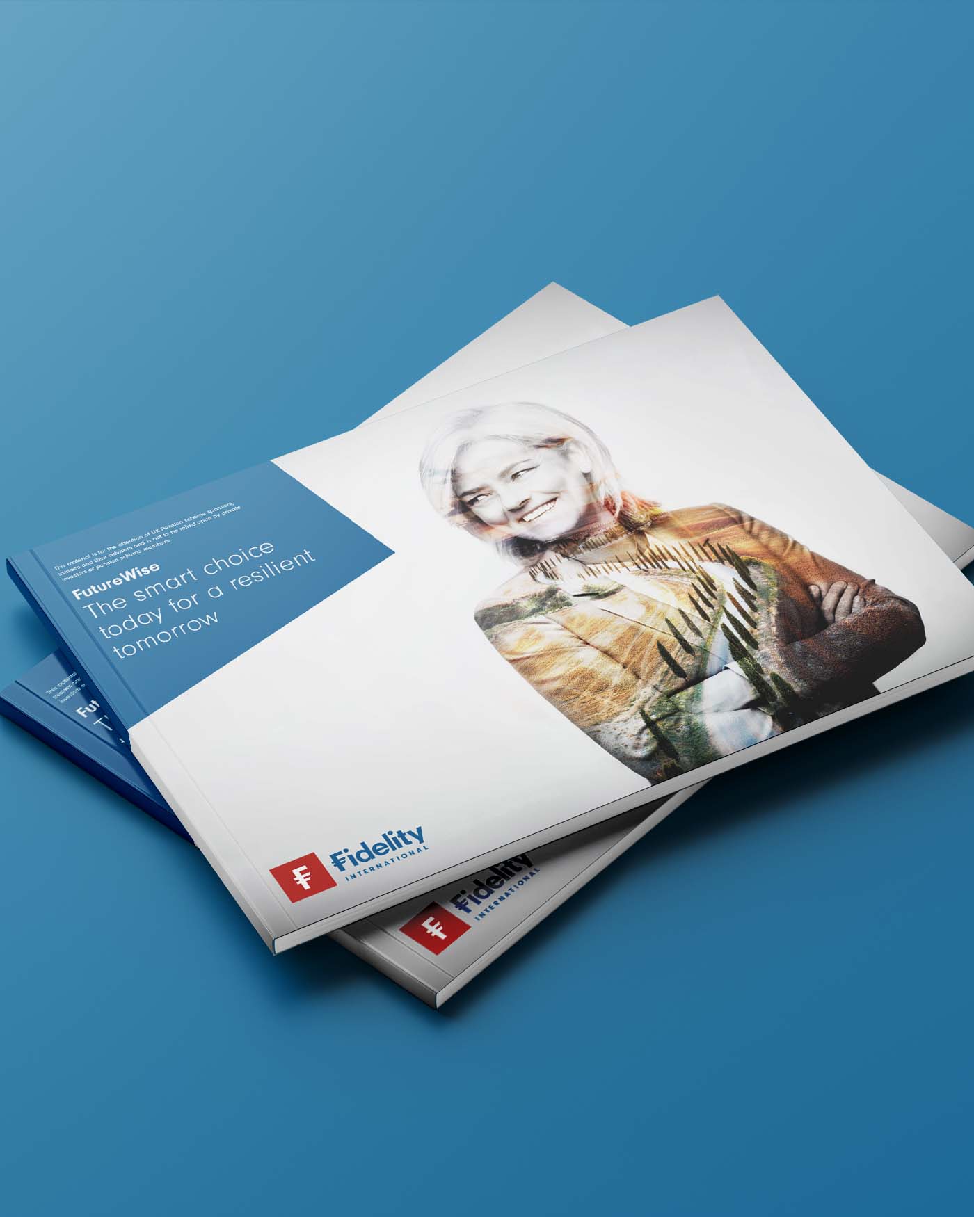 FutureWise brochure cover featuring a double-exposure image of a woman and nature.